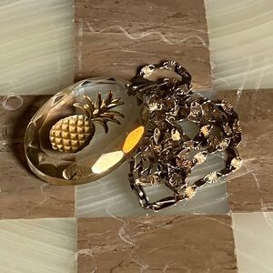 Sterling Pineapple Intaglio Glass necklace